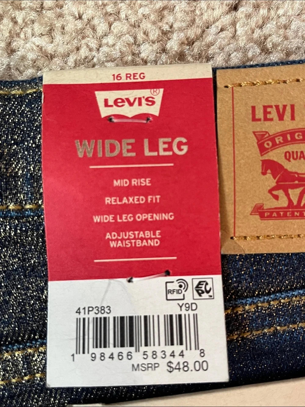 NWT Levi’s Girls Wide Leg Gold Foil Jeans - Picture 8 of 11